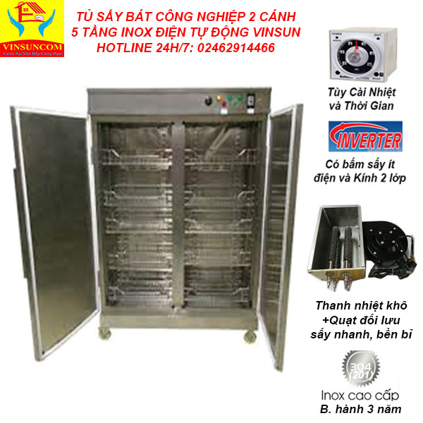 Tủ Sấy Bát Inox 2 Cánh 5 Tầng Thanh Nhiệt Đối Lưu 1 Lớp VinSunCom Tủ Sấy Bát Inox 2 Cánh 5 Tầng Thanh Nhiệt Đối Lưu 1 Lớp VinSunCom