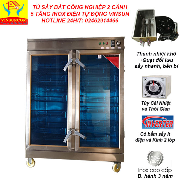 Tủ Sấy Bát Inox 2 Cánh 5 Tầng Thanh Nhiệt Đối Lưu 1 Lớp VinSunCom Tủ Sấy Bát Inox 2 Cánh 5 Tầng Thanh Nhiệt Đối Lưu 1 Lớp VinSunCom